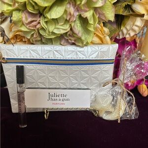 JULIETTE HAS A GUN “VANILLA VIBES” Perfume, stylish silver bag, handcrafted soap